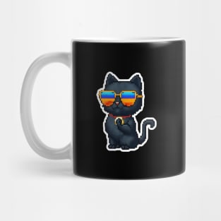 Cool Black Cat Wearing Sunglasses in Summer Holiday Mug